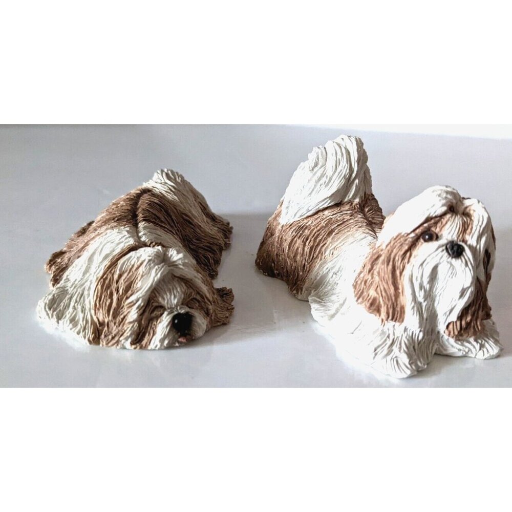 Lot Of 2 Shin Tzu Mini Dog Figurine Sandicast Sandra Brue Artist Signed Vintage
